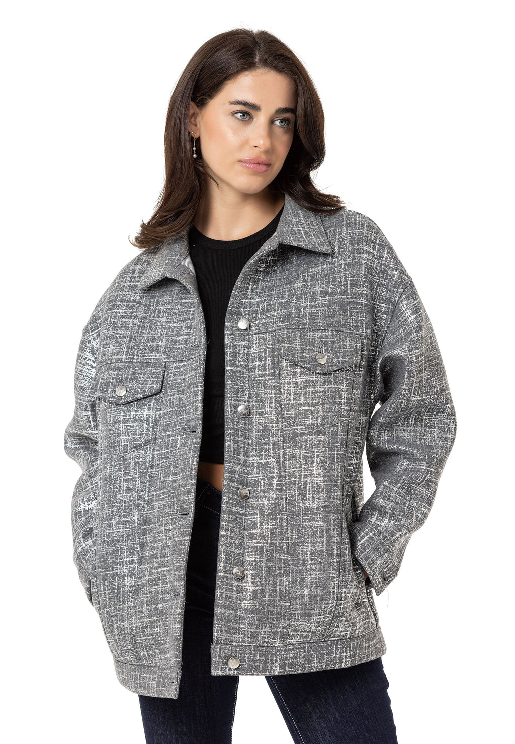 WJ222 Collared Silver Reflective Women's Jacket