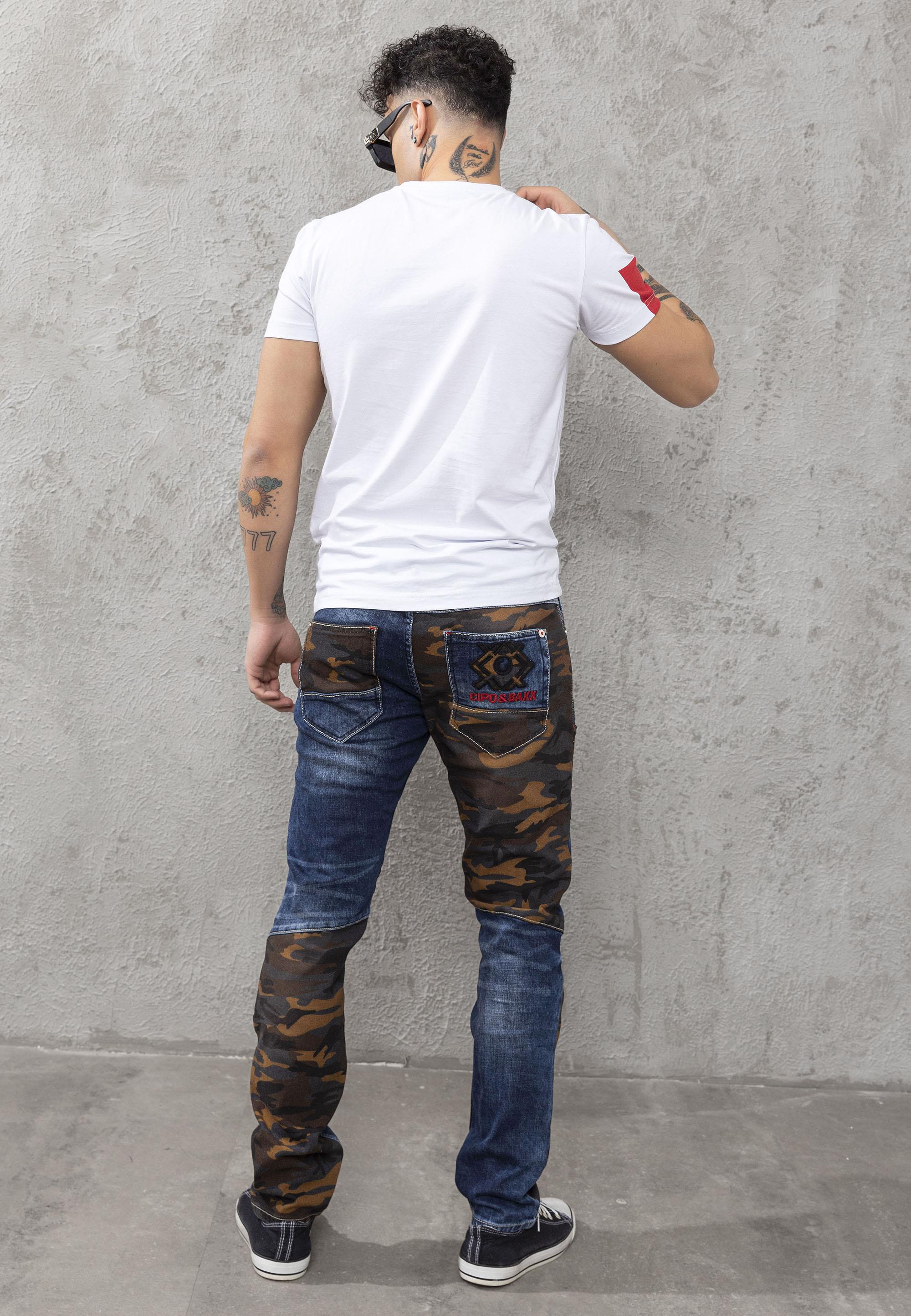 CD859 Camo Paneled Men's Jeans