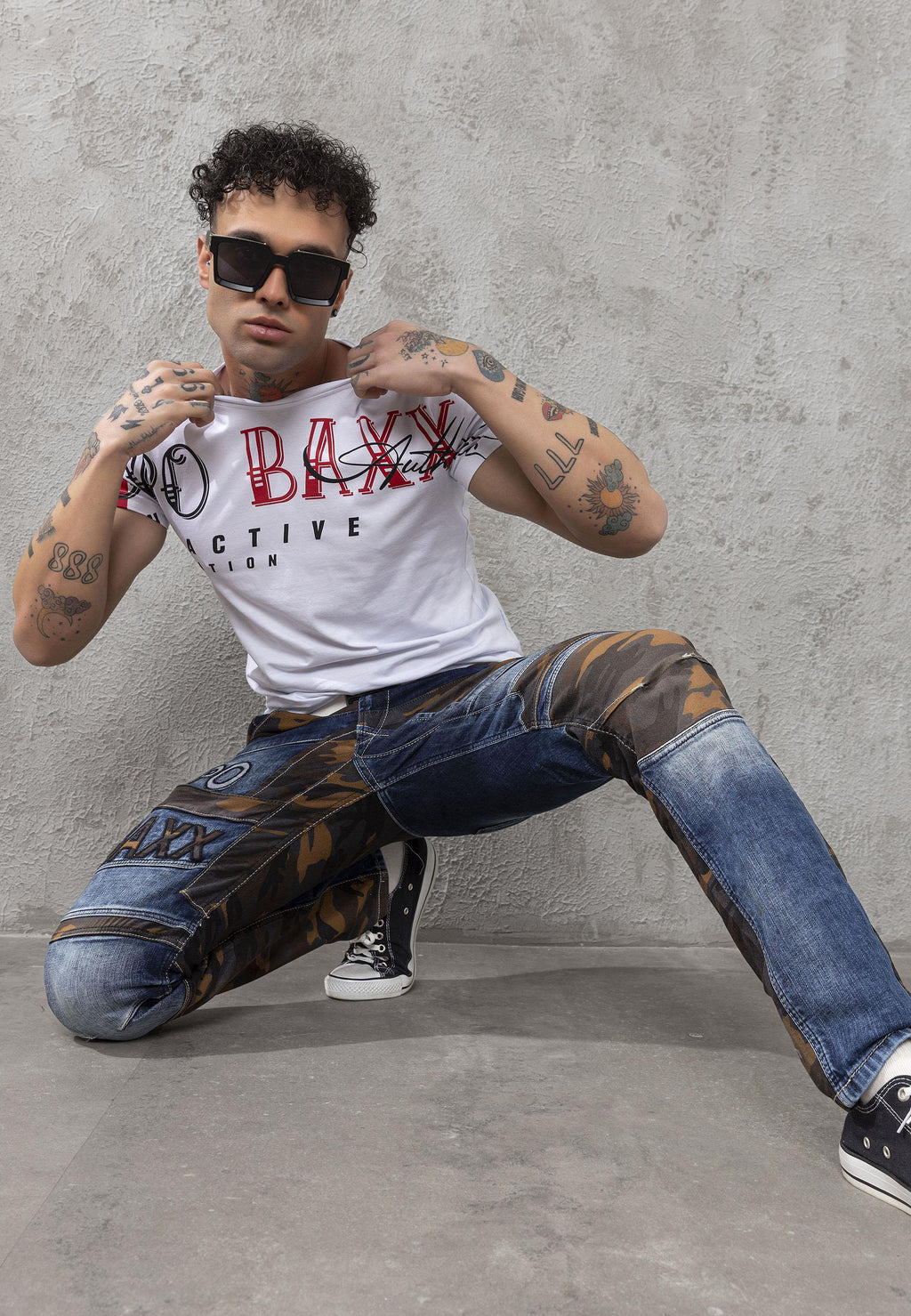 CD859 Camo Paneled Men's Jeans