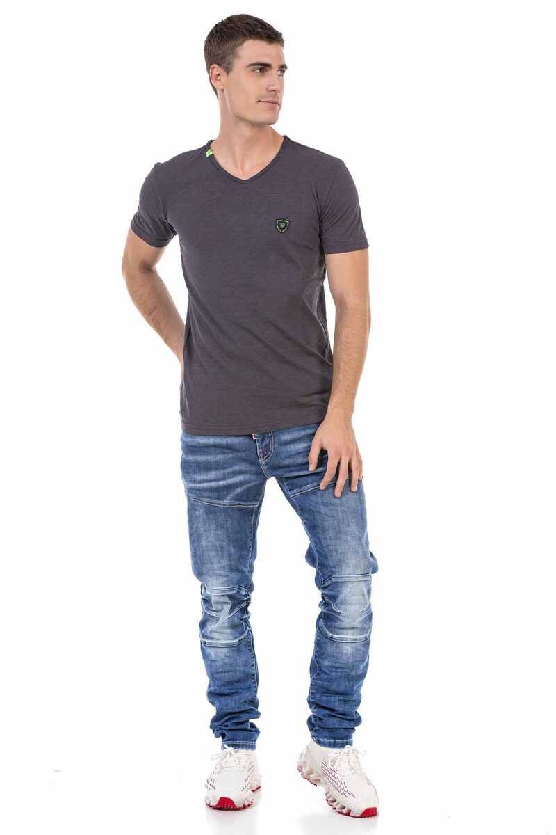 CD698 Hidden Pocket Paneled Biker Style Men's Jeans