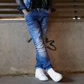 CD698 Hidden Pocket Paneled Biker Style Men's Jeans