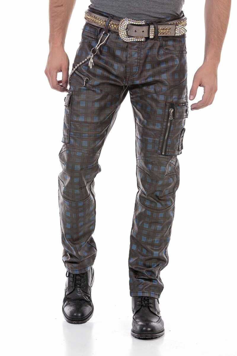 CD721 Plaid Pattern Men's Cargo Pants