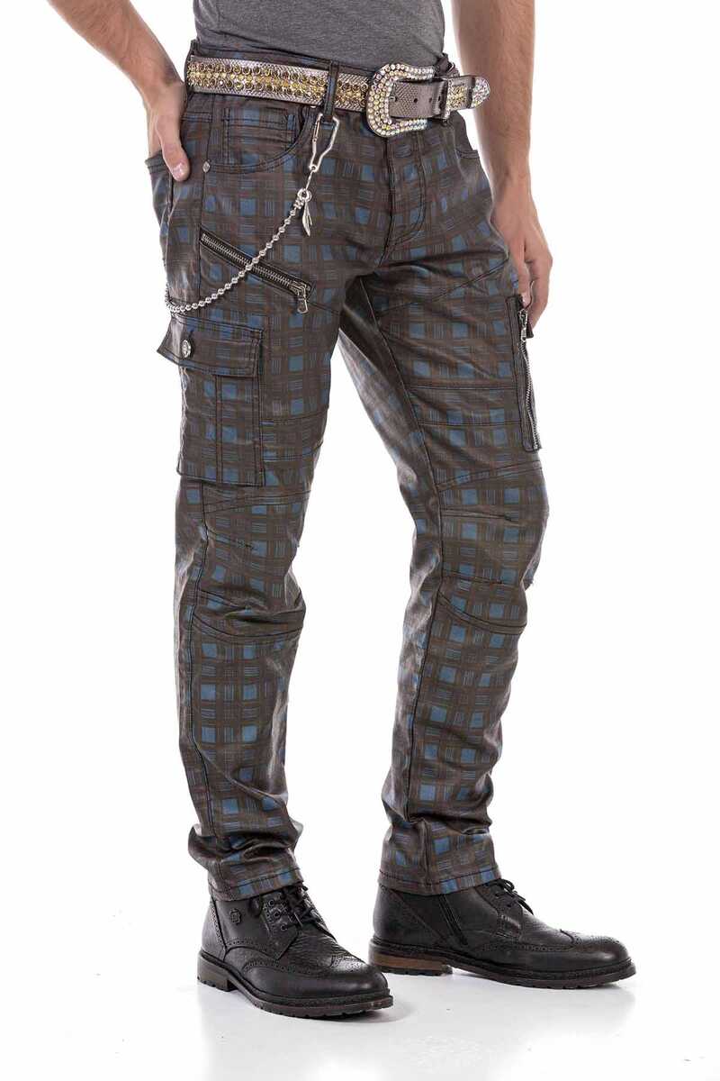 CD721 Plaid Pattern Men's Cargo Pants