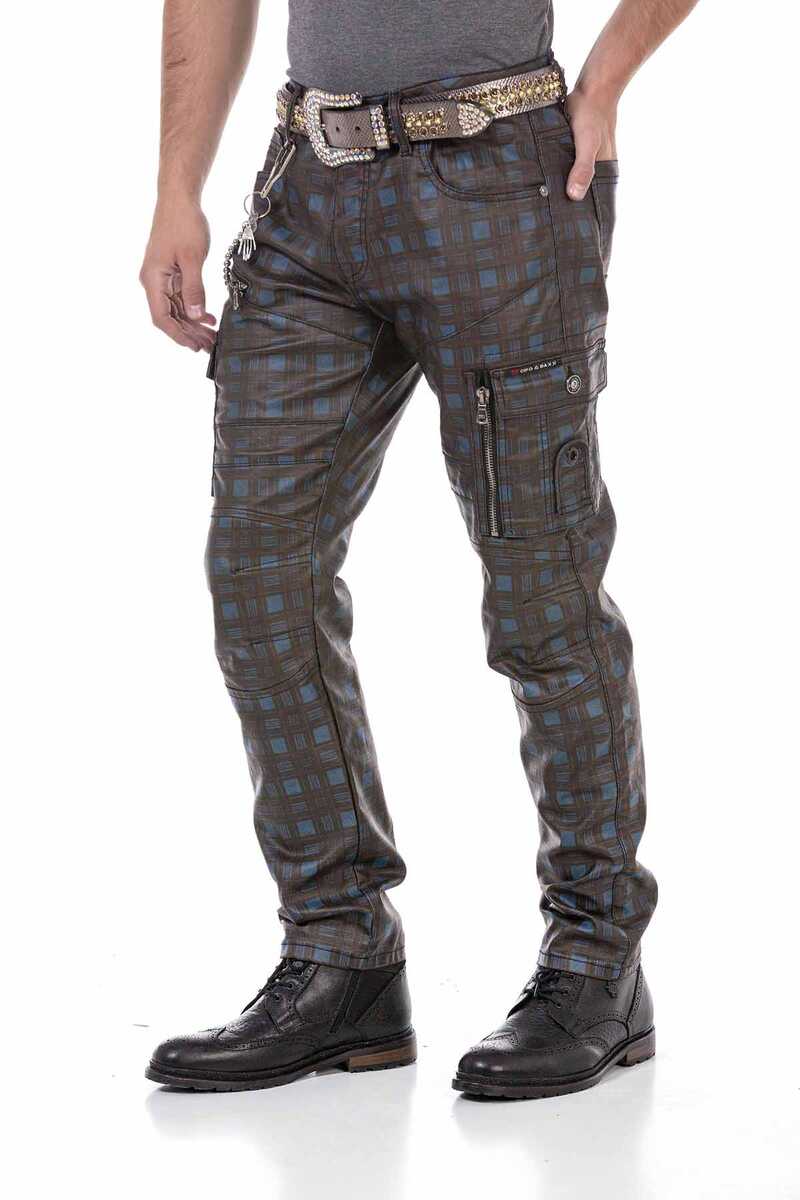 CD721 Plaid Pattern Men's Cargo Pants