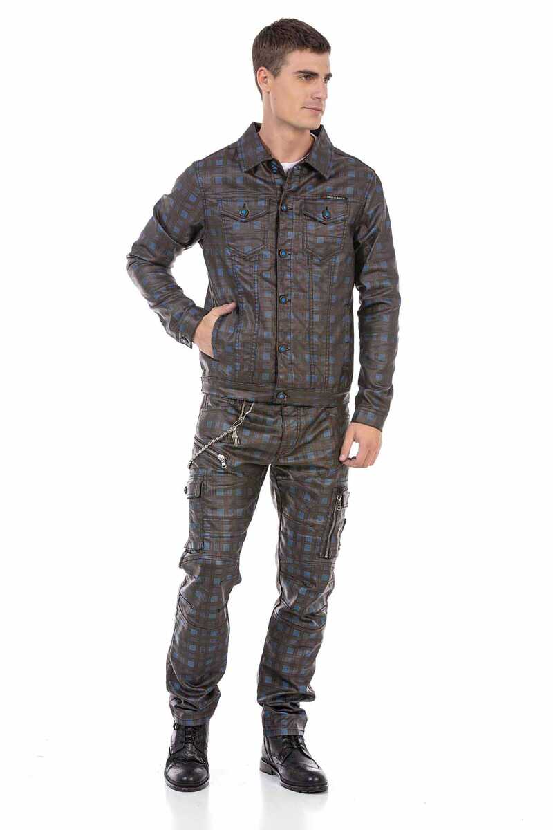 CD721 Plaid Pattern Men's Cargo Pants