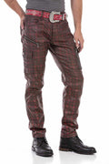 CD721 Plaid Pattern Men's Cargo Pants