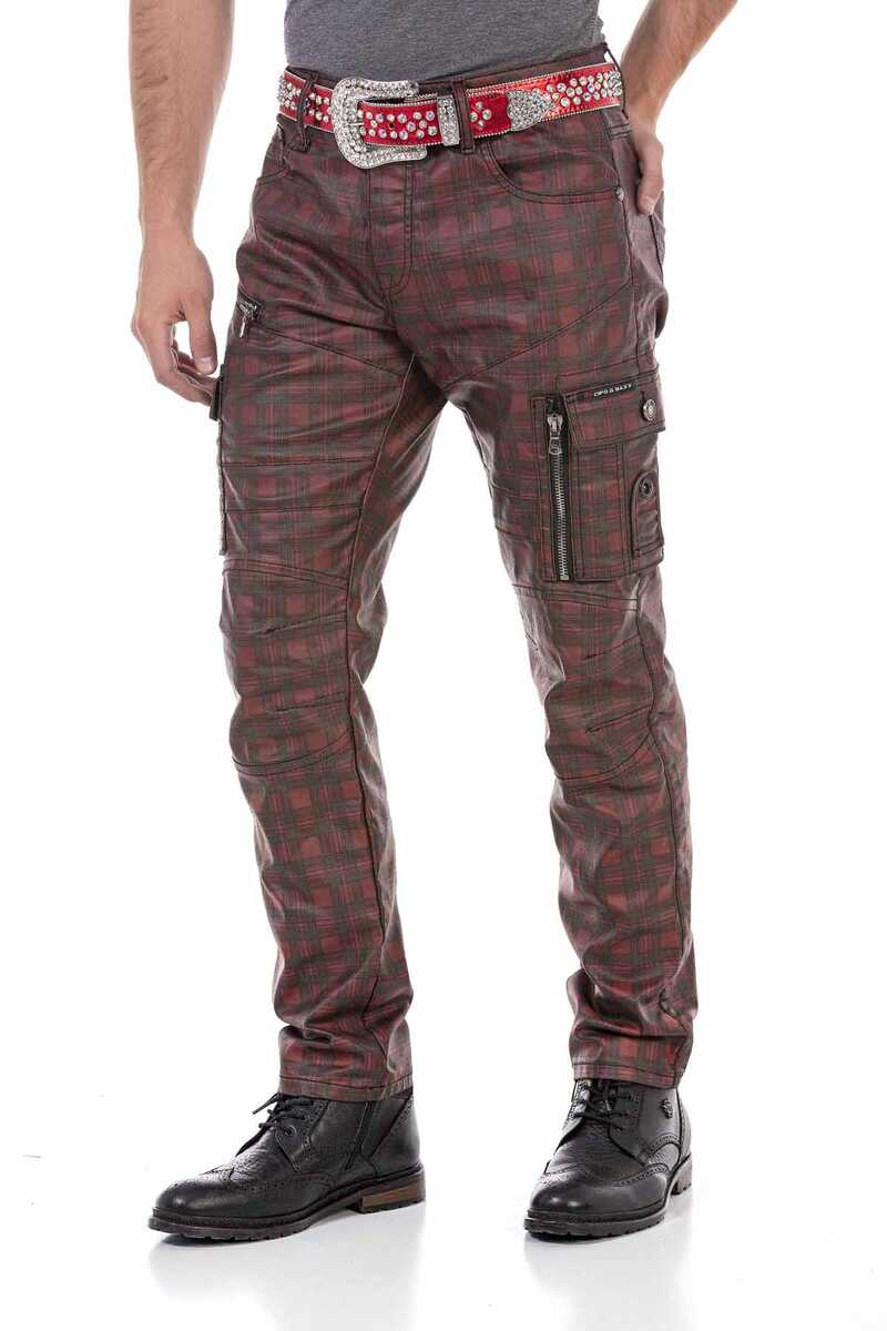 CD721 Plaid Pattern Men's Cargo Pants