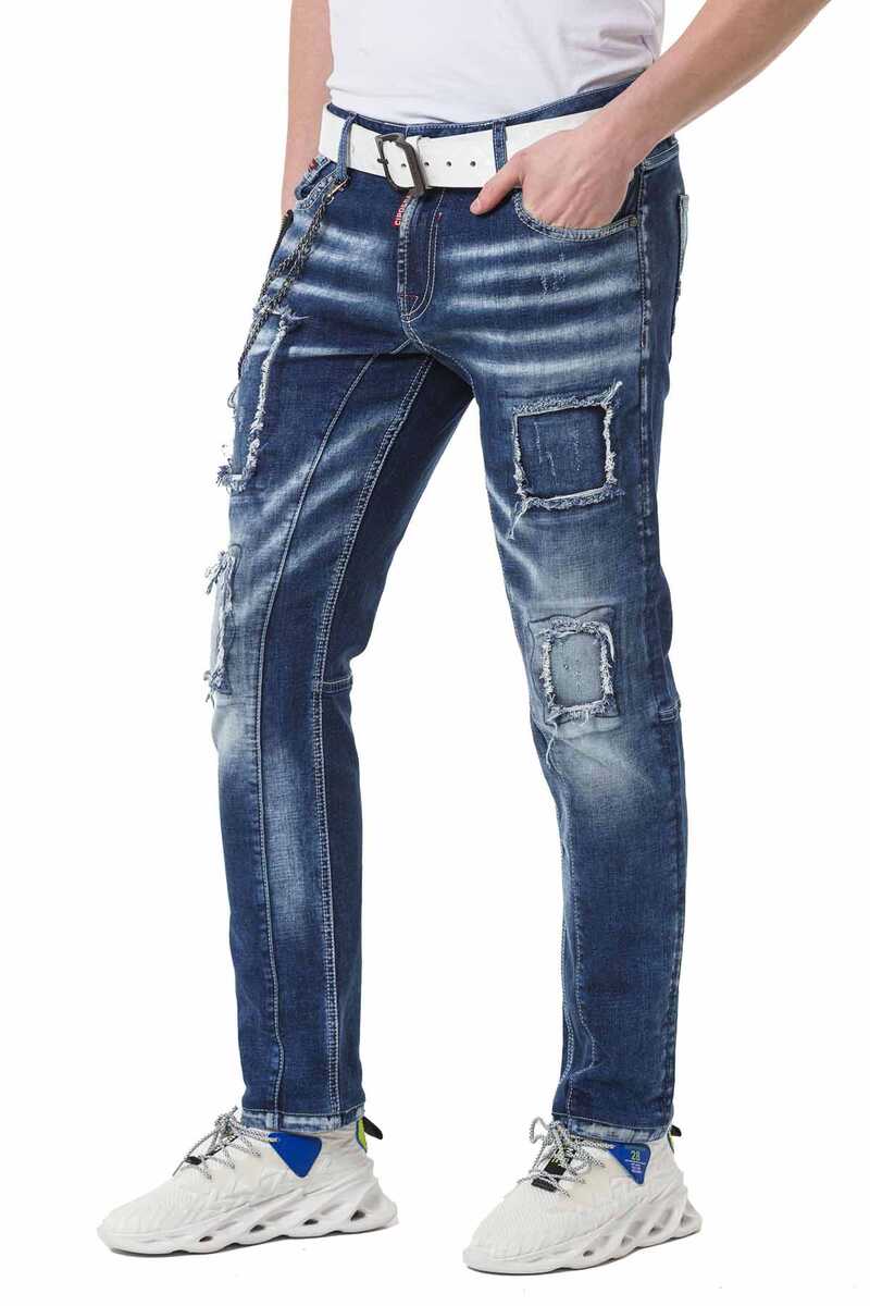 CD782 Ripped & Patched Men's Jeans