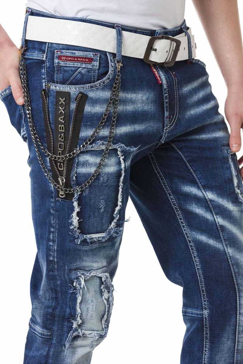 CD782 Ripped & Patched Men's Jeans