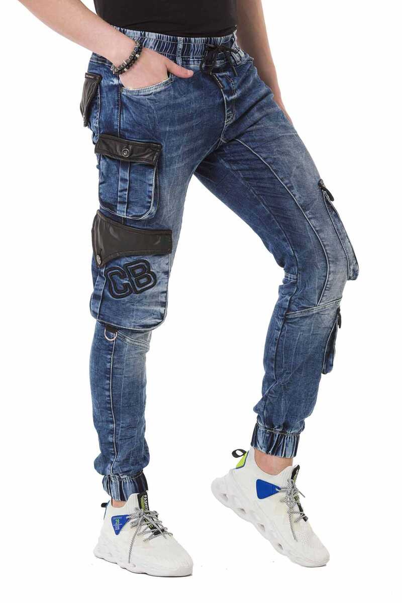 CD790 Elastic Cuff Cargo Pocket Men's Jeans