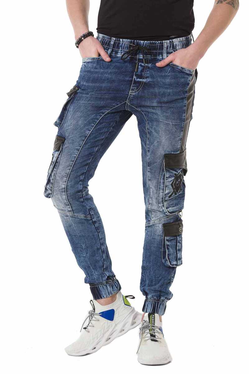 CD790 Elastic Cuff Cargo Pocket Men's Jeans