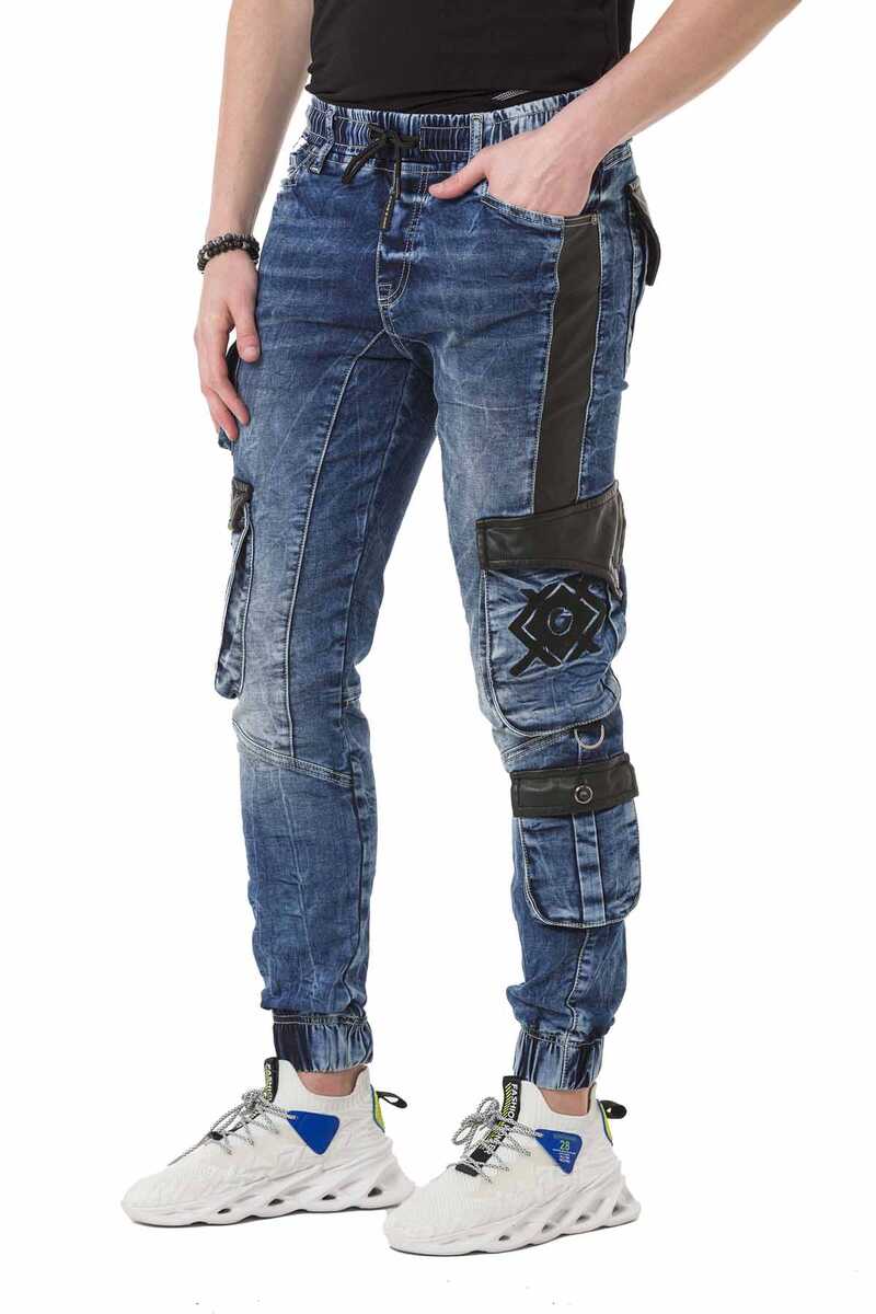 CD790 Elastic Cuff Cargo Pocket Men's Jeans