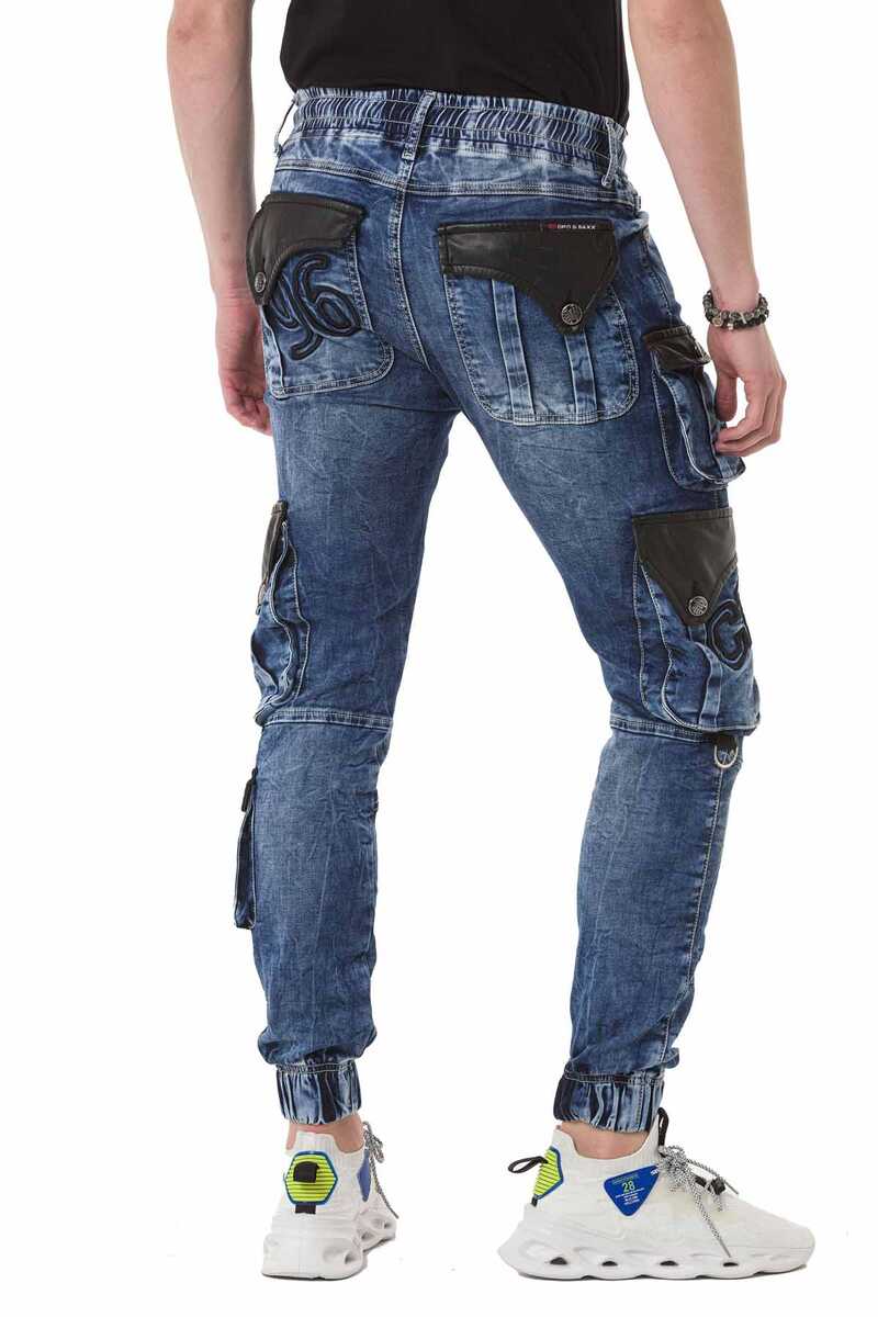 CD790 Elastic Cuff Cargo Pocket Men's Jeans