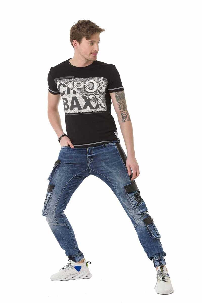 CD790 Elastic Cuff Cargo Pocket Men's Jeans