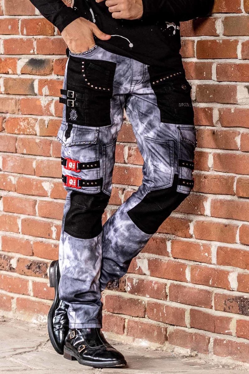 CD805 Paneled Cargo Pocket Tie-Dye Jeans