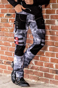 CD805 Paneled Cargo Pocket Tie-Dye Jeans