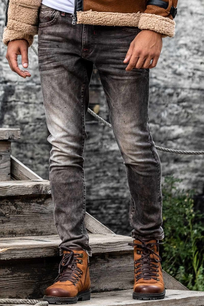 CD811 Velvet-Look Ribbed Men's Pants