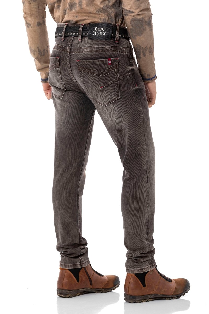 CD811 Velvet-Look Ribbed Men's Pants