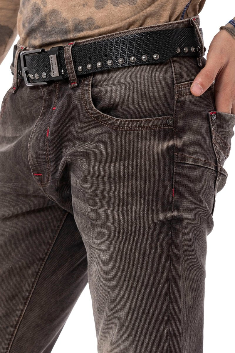 CD811 Velvet-Look Ribbed Men's Pants