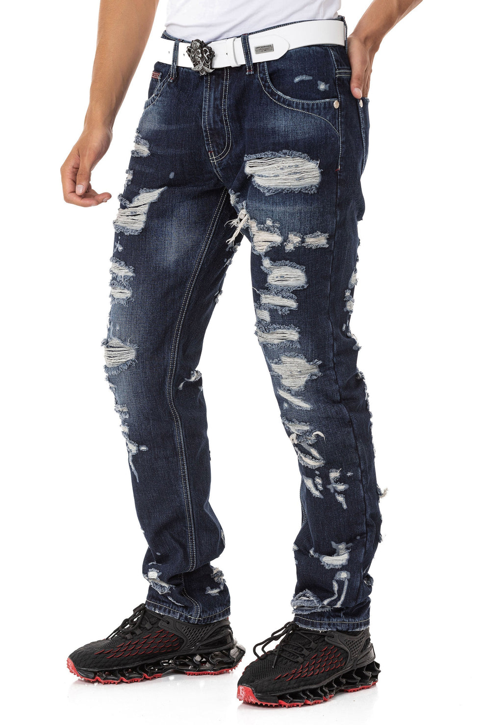 CD843 Distressed Detailed Loose Fit Men's Jeans