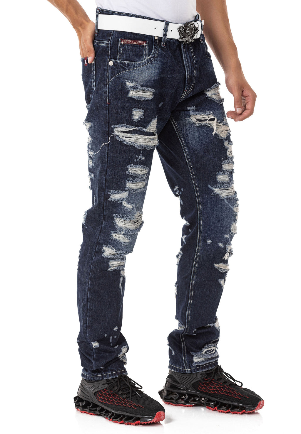 CD843 Distressed Detailed Loose Fit Men's Jeans