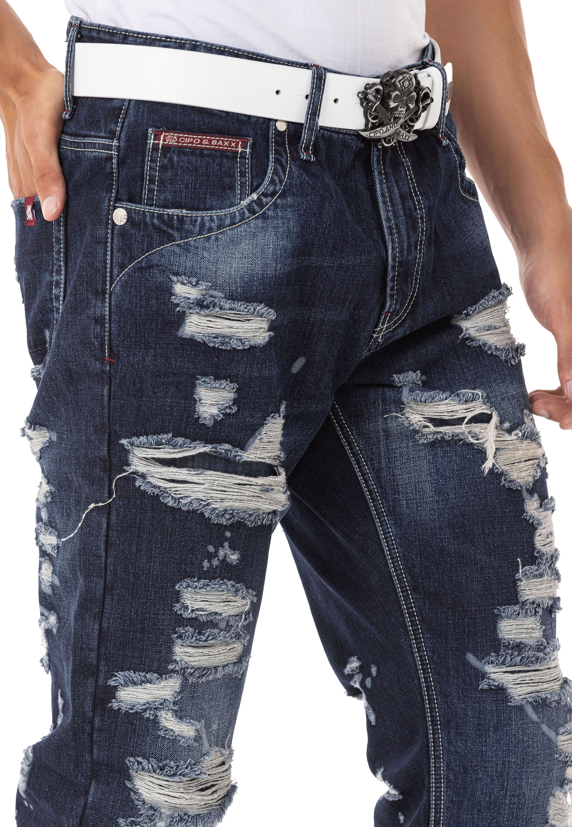 CD843 Distressed Detailed Loose Fit Men's Jeans