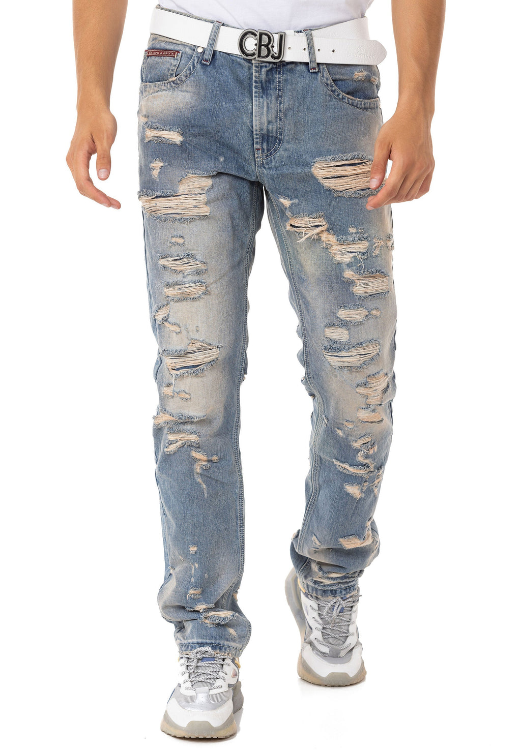 CD843 Distressed Detailed Loose Fit Men's Jeans