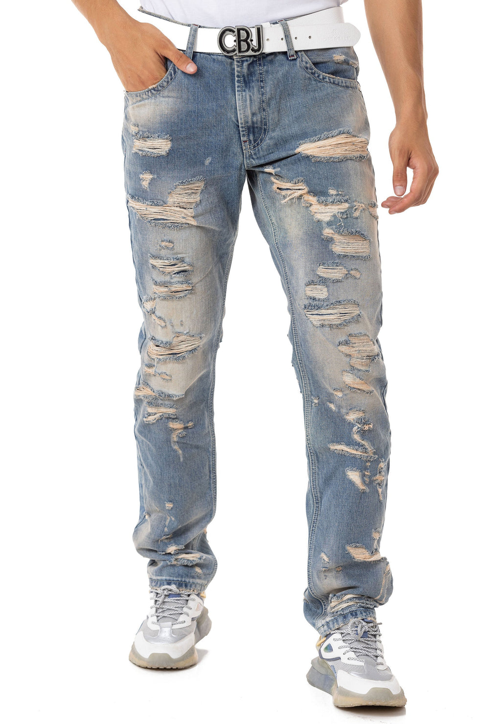 CD843 Distressed Detailed Loose Fit Men's Jeans