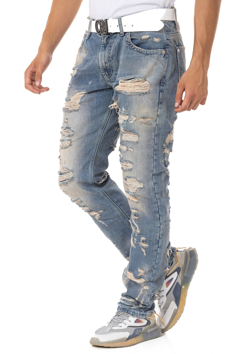 CD843 Distressed Detailed Loose Fit Men's Jeans