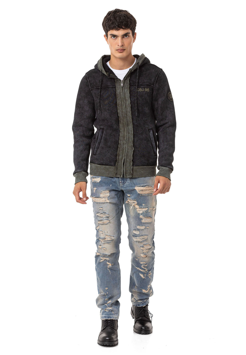 CD843 Distressed Detailed Loose Fit Men's Jeans