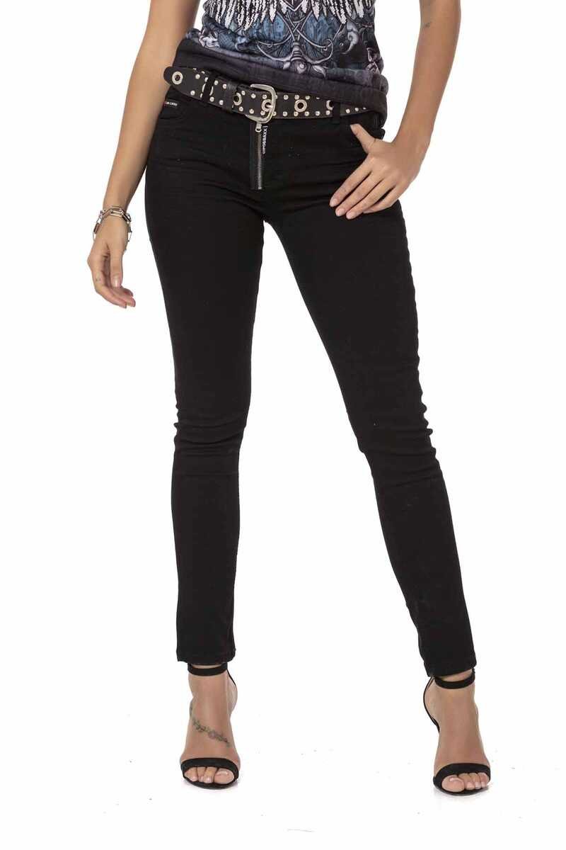 WD444 Women's Black Mom Jeans