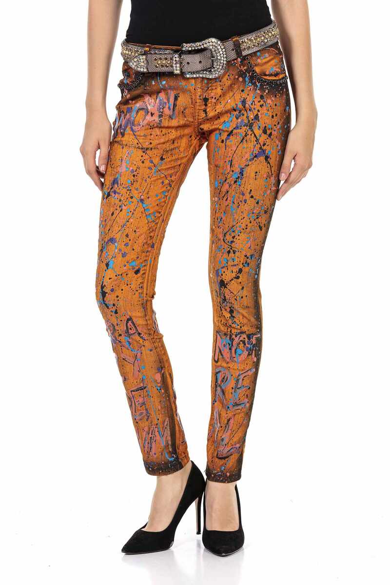 WD445 Orange Slim Fit Women's Jeans