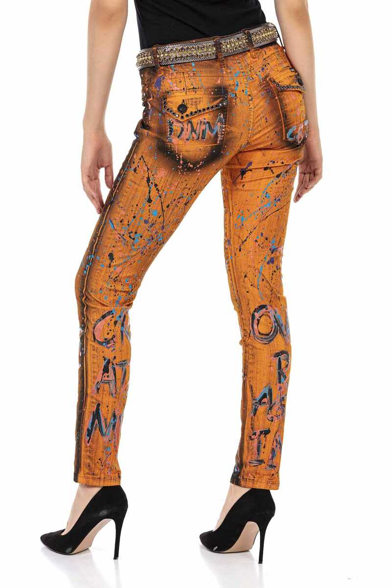 WD445 Orange Slim Fit Women's Jeans