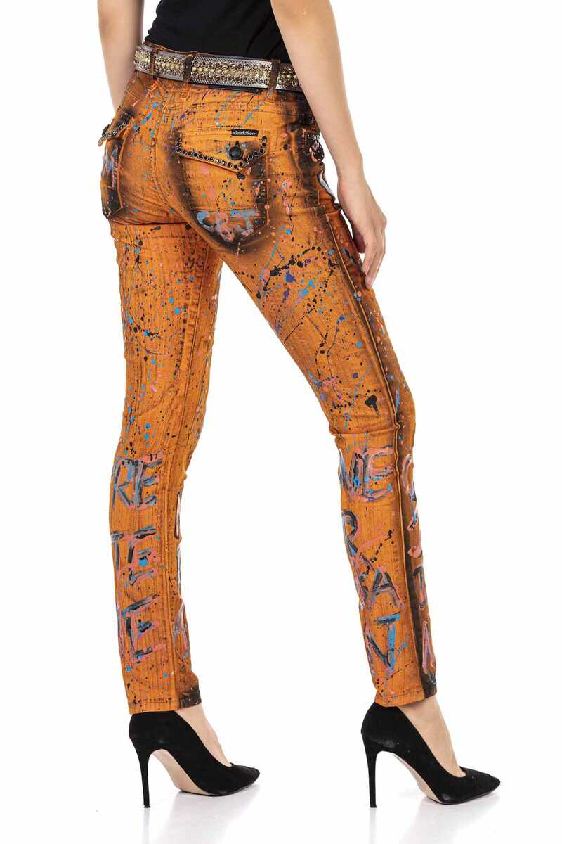 WD445 Orange Slim Fit Women's Jeans