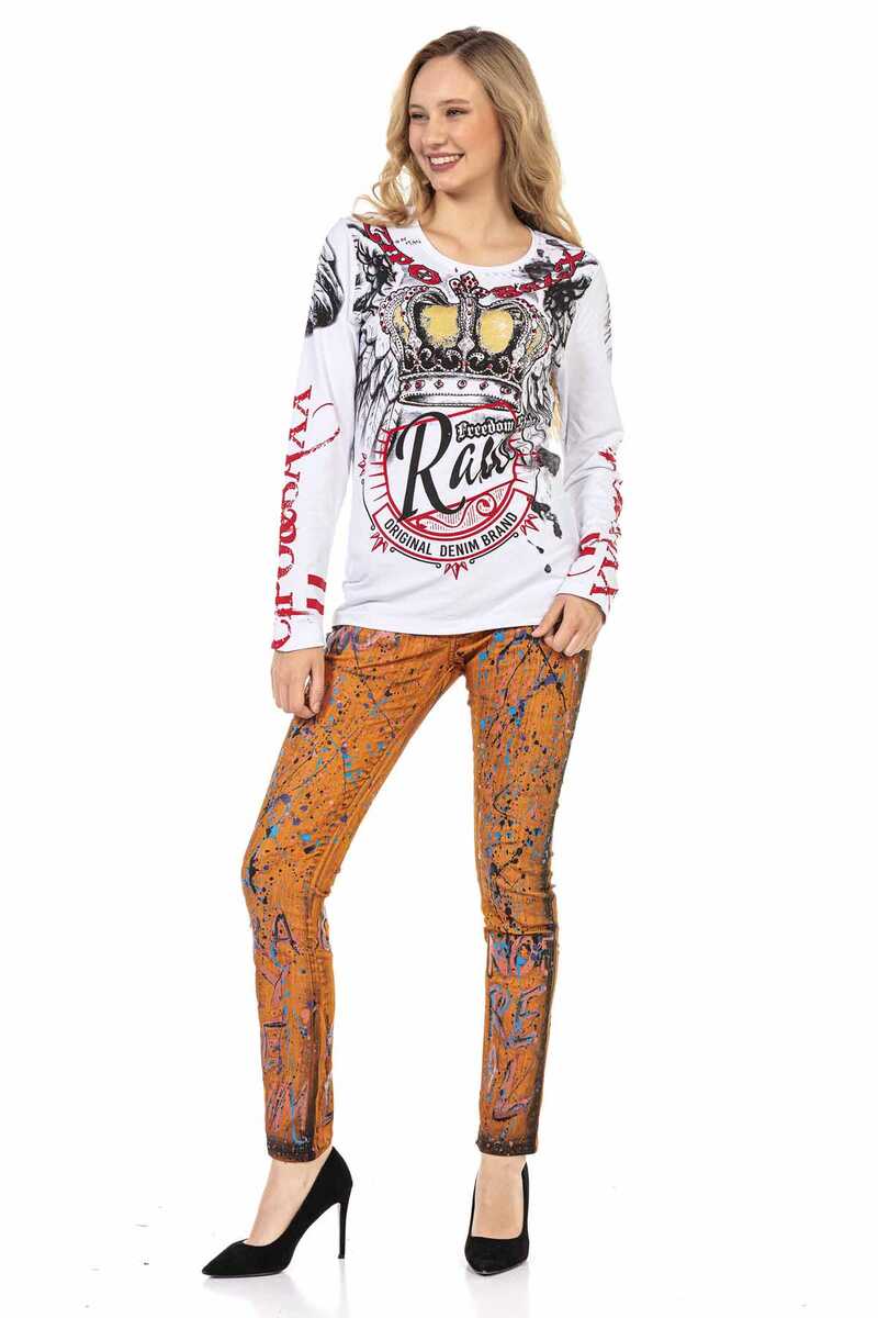 WD445 Orange Slim Fit Women's Jeans