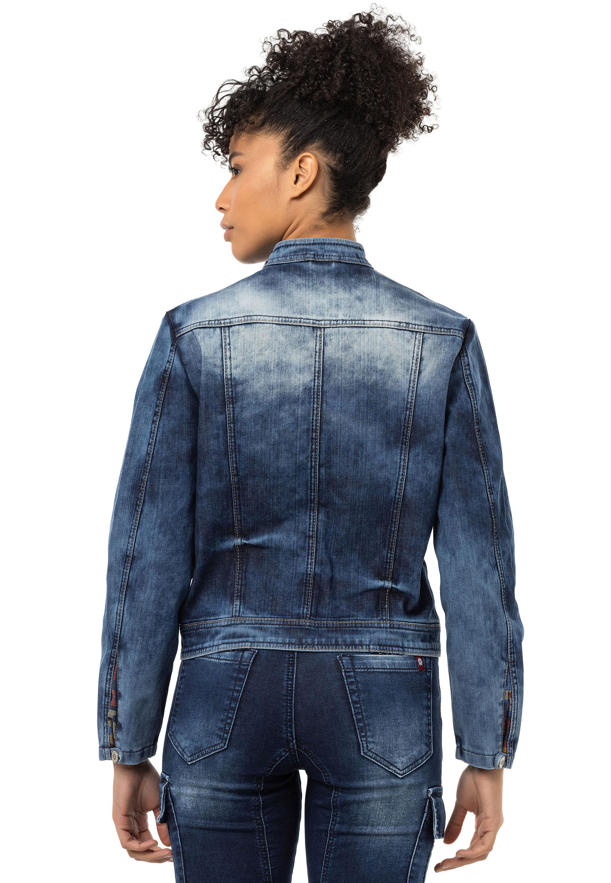 WJ228 Ethnic Pattern Detail Women's Denim Jacket