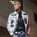 CJ241 Handwritten Painted Zip Men's Denim Jacket