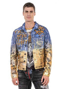 CJ265 Golden Blue Painted Denim Jacket