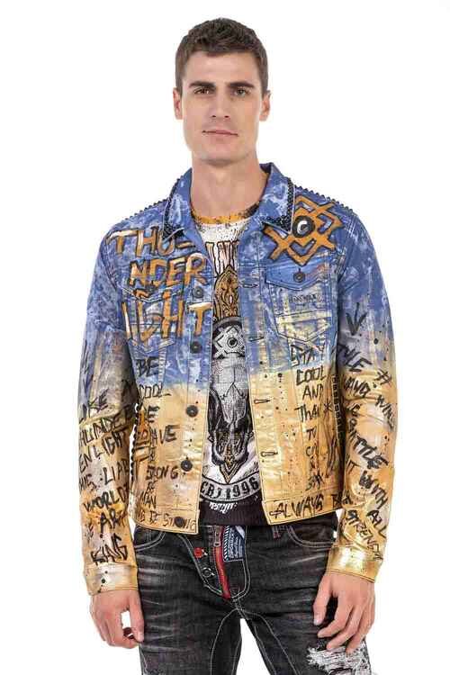 CJ265 Golden Blue Painted Denim Jacket