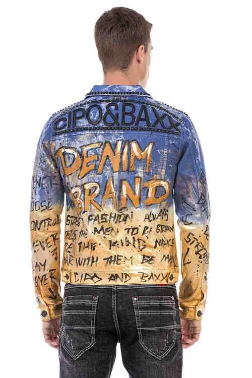 CJ265 Golden Blue Painted Denim Jacket