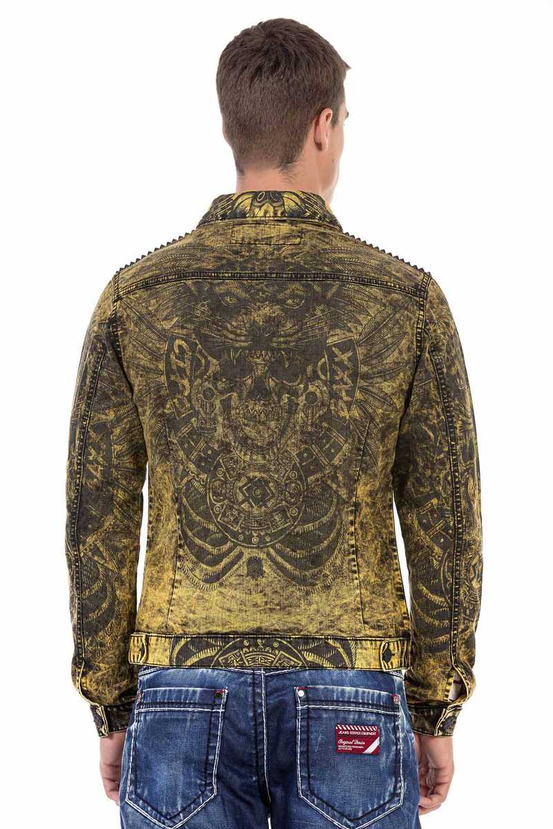 CJ273 Washed Print Men's Denim Jacket