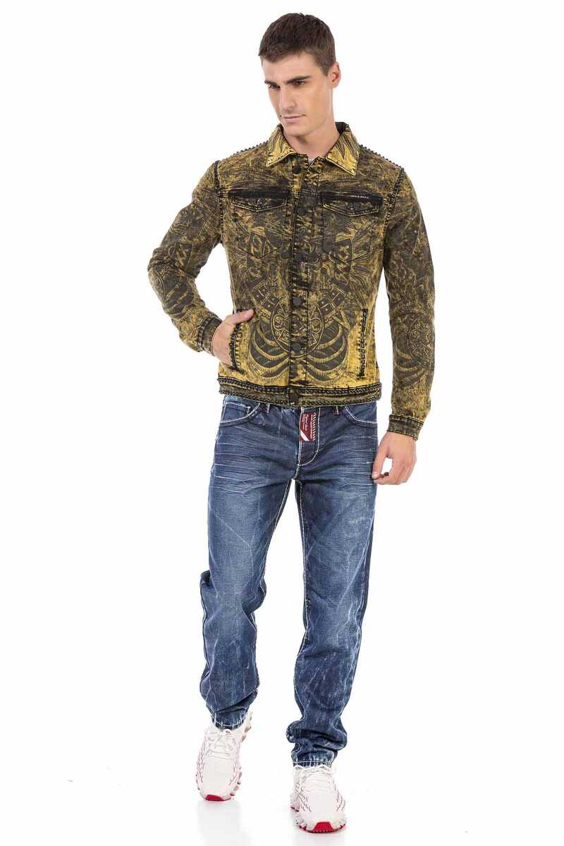 CJ273 Washed Print Men's Denim Jacket