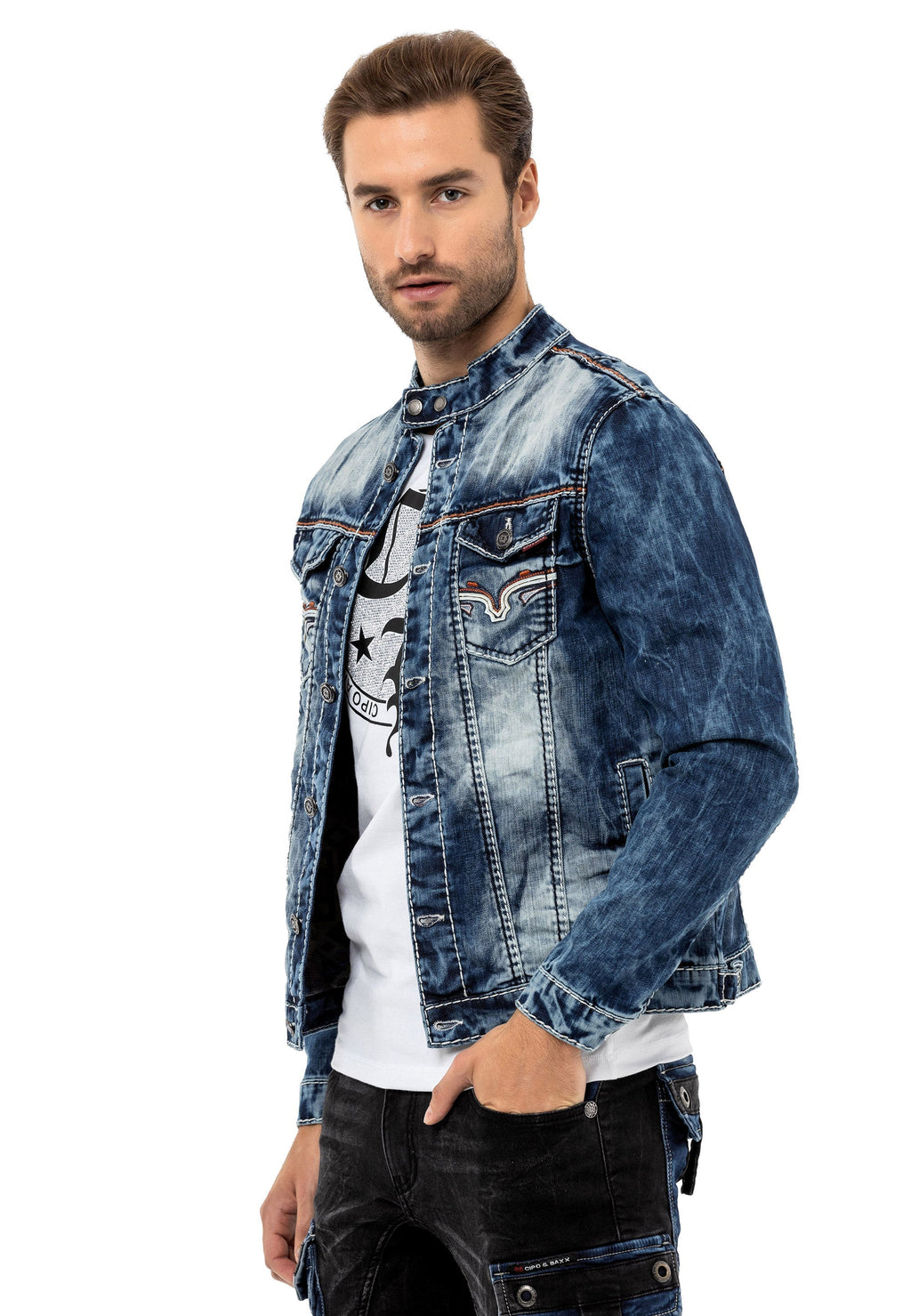 CJ279 Detail Men's Denim Jacket