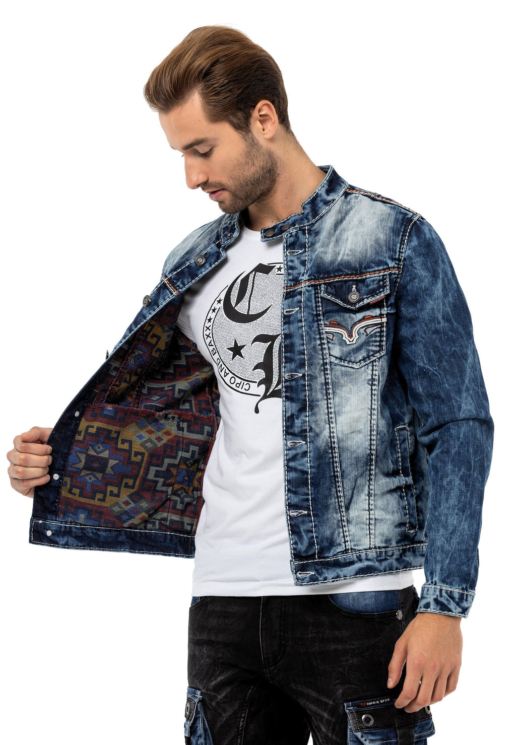 CJ279 Detail Men's Denim Jacket