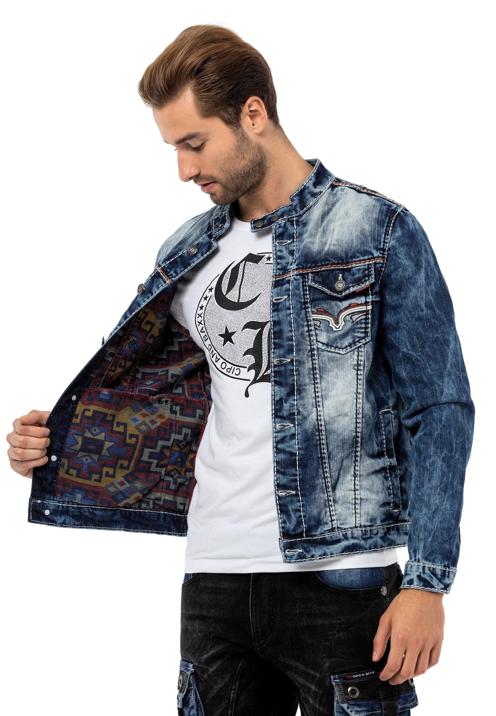 CJ279 Detail Men's Denim Jacket