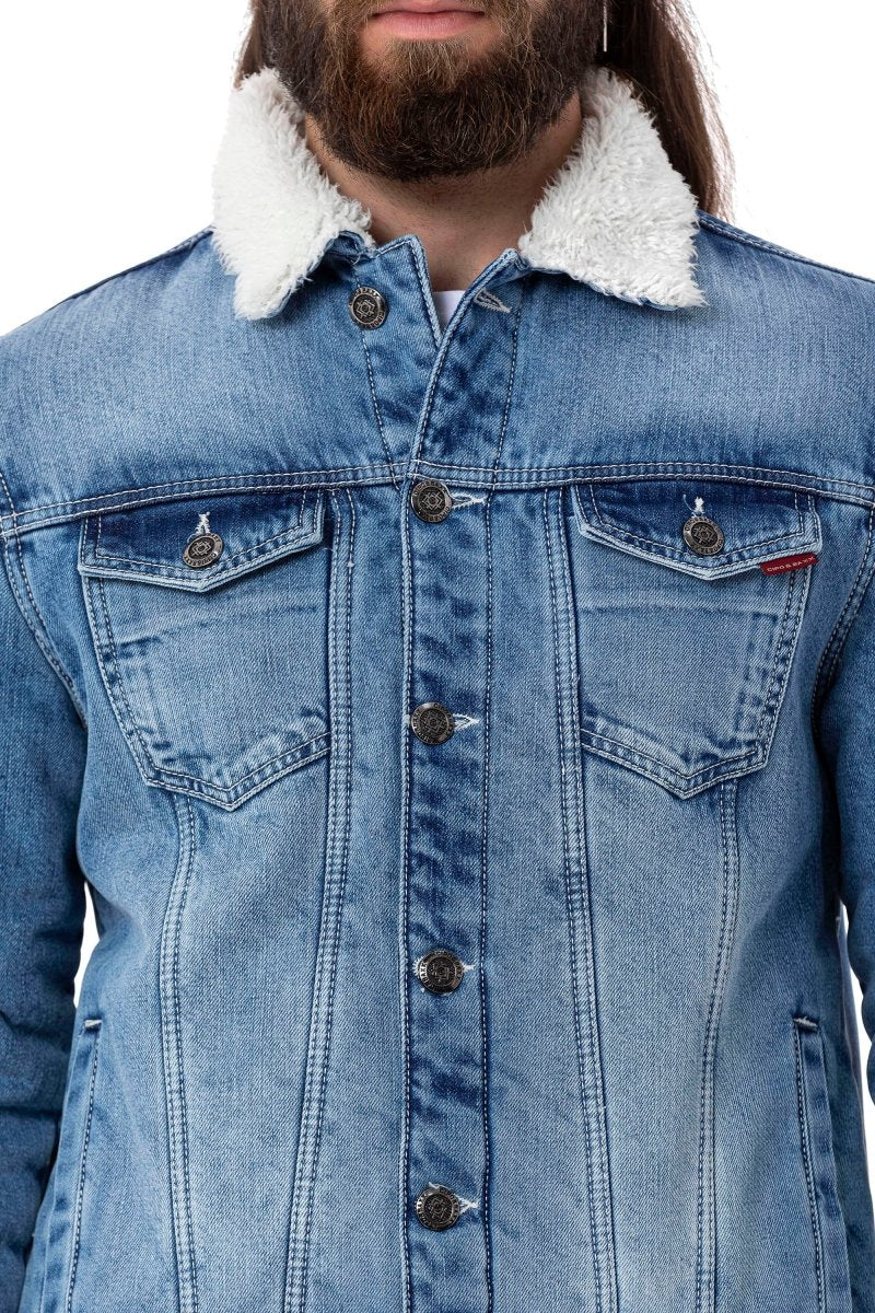 CJ294 Fur-Lined Men's Denim Jacket