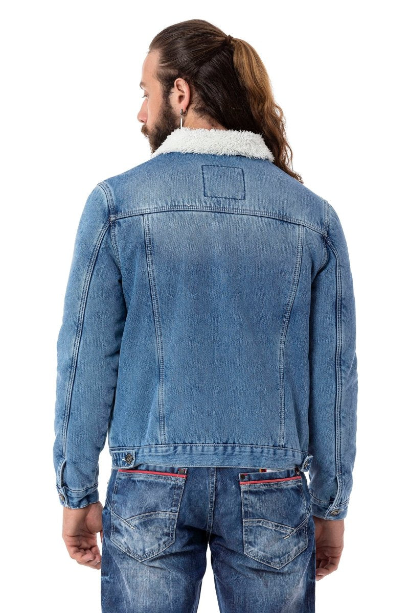 CJ294 Fur-Lined Men's Denim Jacket