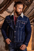 CJ294 Fur-Lined Men's Denim Jacket