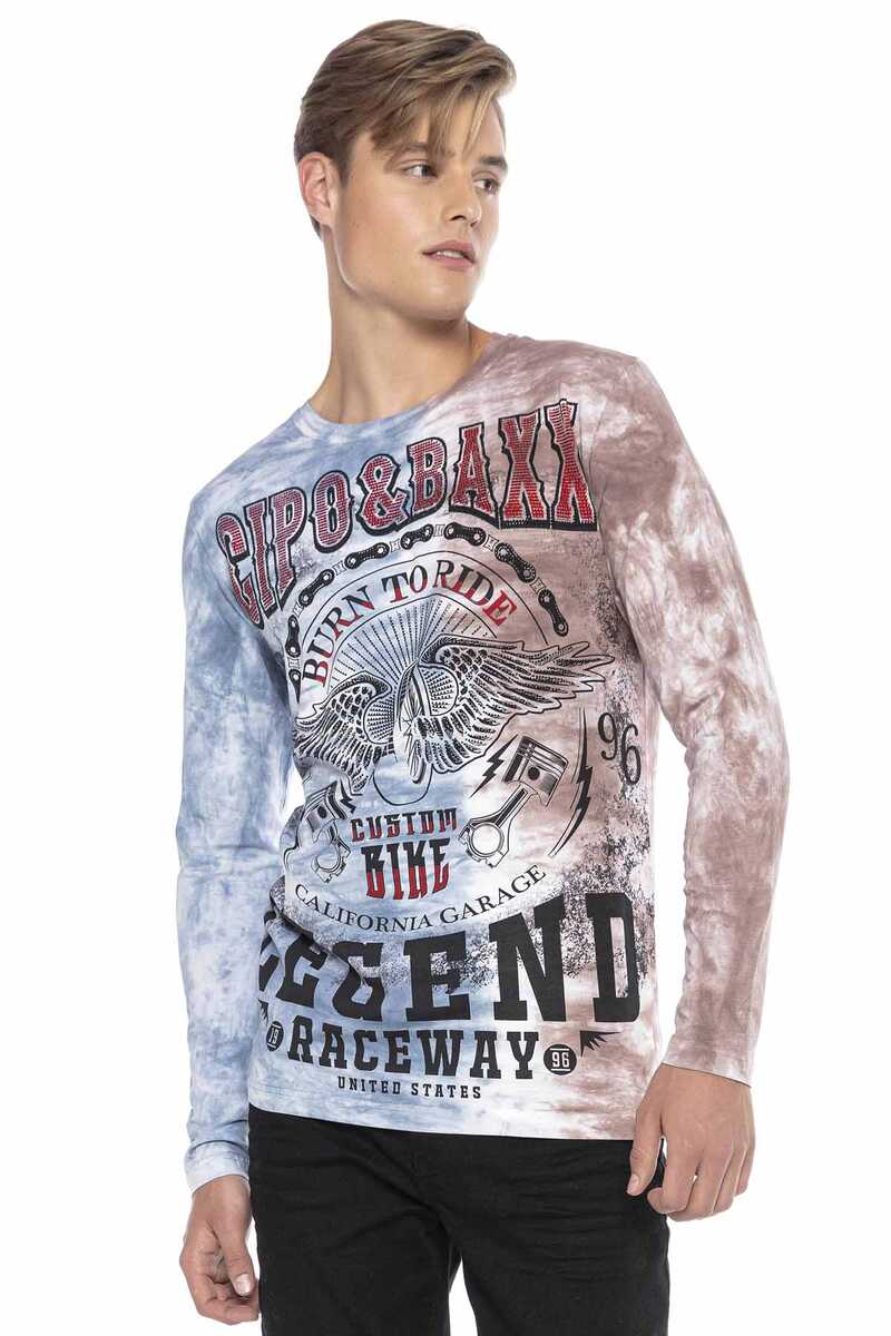 CL410 Biker Style Print Men's Long Sleeve T-Shirt
