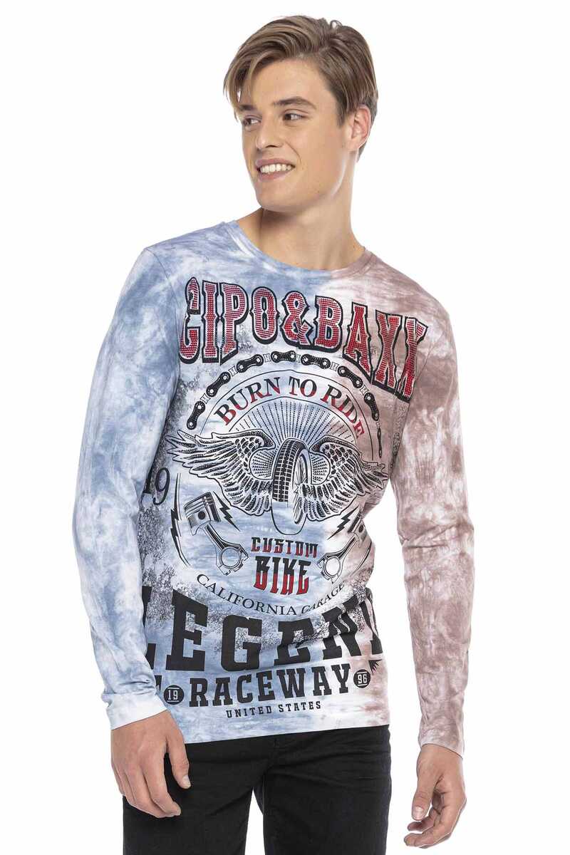 CL410 Biker Style Print Men's Long Sleeve T-Shirt